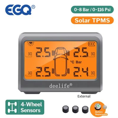 MY77 Solar Car TPMS Monitoring Tire Pressure 433MHz External Sensor