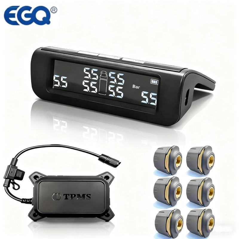 Six-wheel Motorhome Trailer Solar-powered Tire Pressure System Display External Sensor