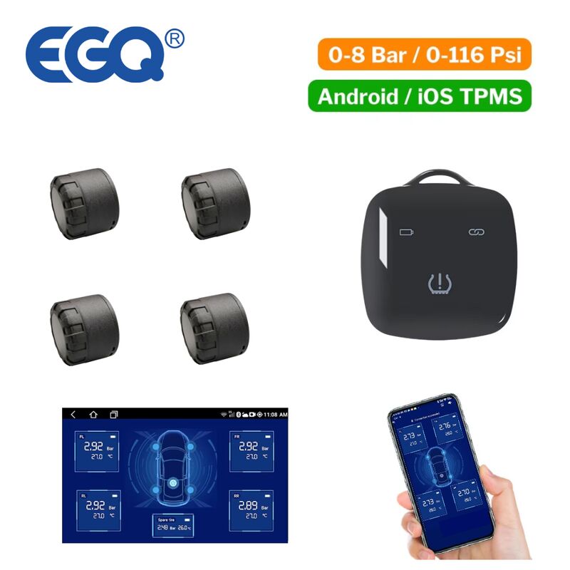 ماشین BL8 حسگر TPMS بی سیم خارجی با گیرنده شارژ قابل Kechain و اپلیکیشن موبایل سازگار با اندروید و IOS